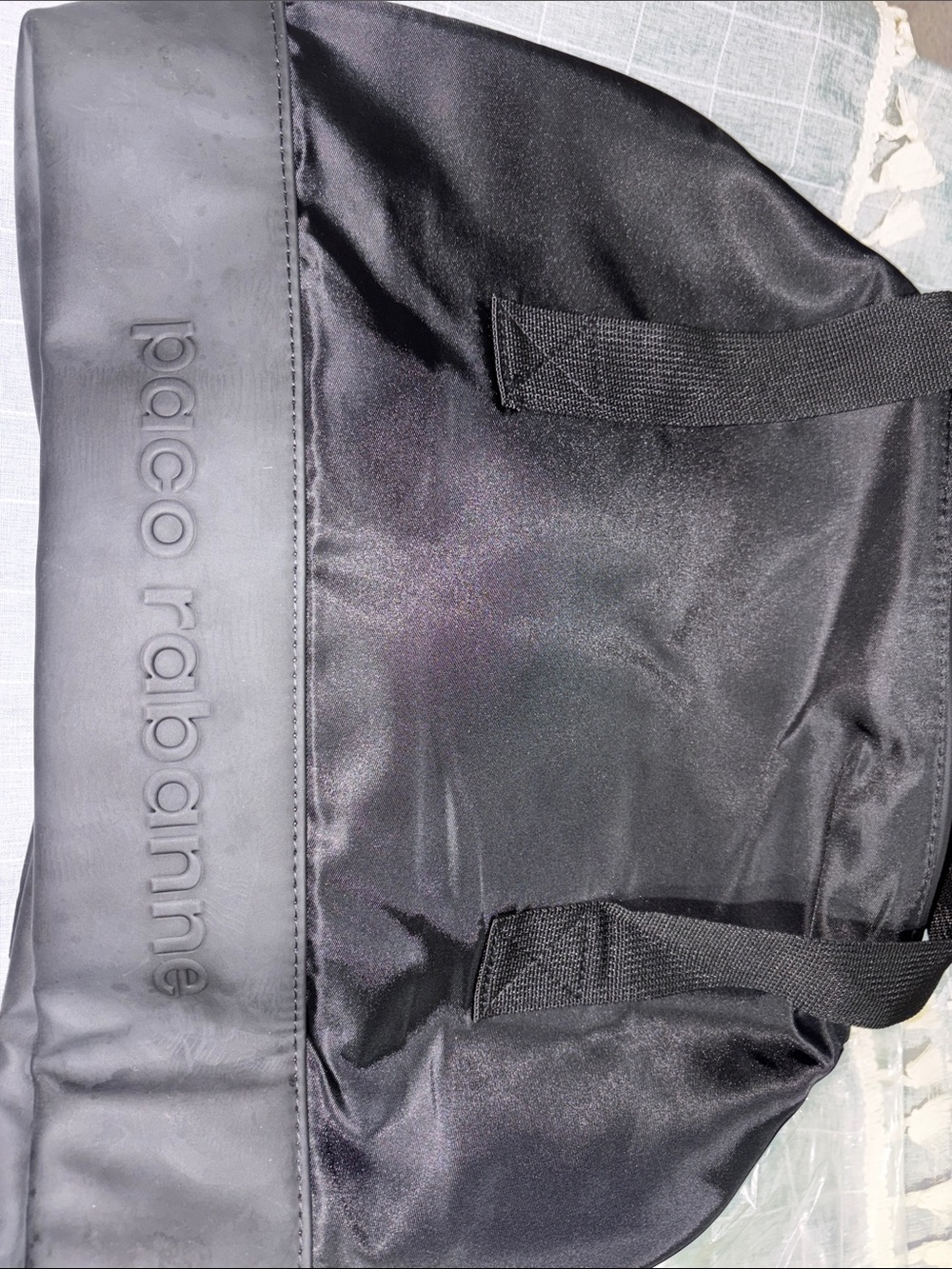 Paco Rabanne Black Men’s Duffel Bag with Embossed Logo